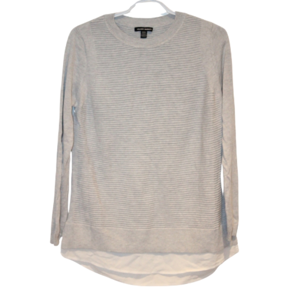 2/$25 🏷 Hilary Radley Light Grey Ribbed Long Sleeve Sweater Size M